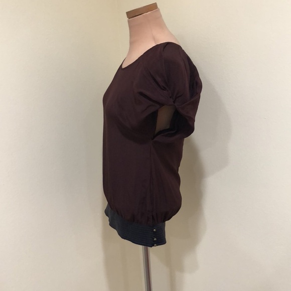 Anthropologie Line & Dot Blouse Size Small Maroon Red Silk - Picture 3 of 11